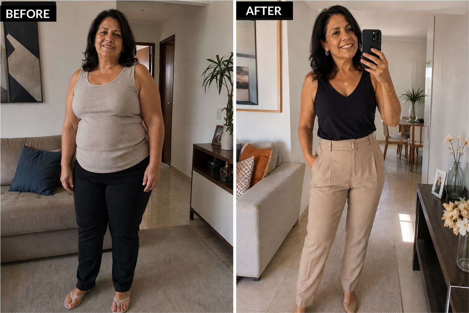 Illustrative JellyThin customer transformation review showing weight management progress