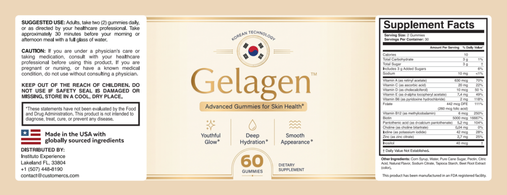 Gelagen supplement facts and product label