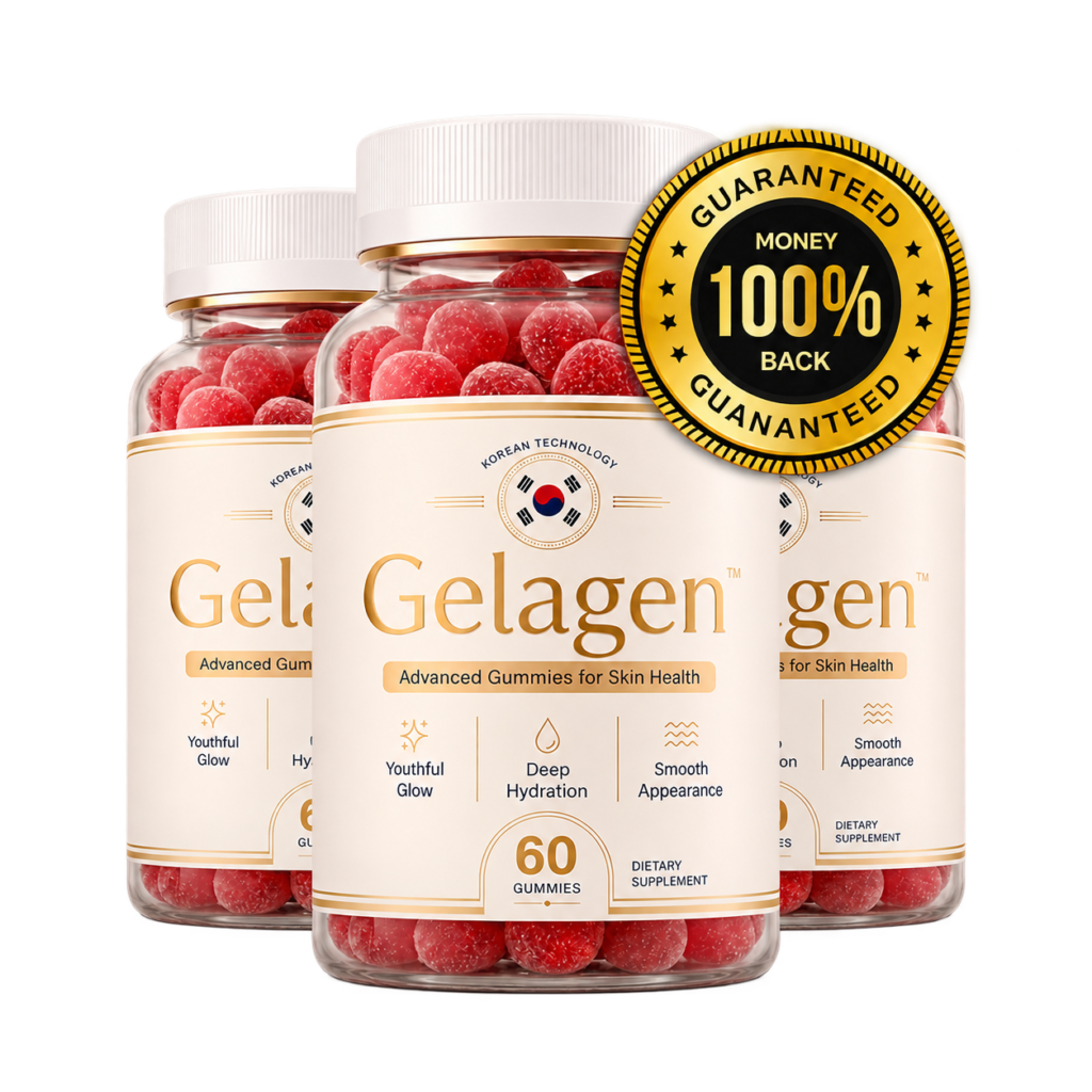 Three Gelagen bottles with money-back guarantee badge
